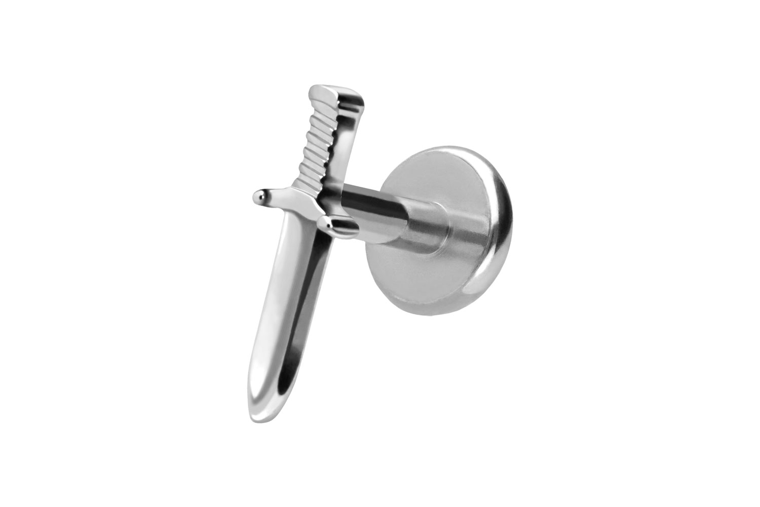 Titan Labret Piercing mit Push Fit SCHWERT